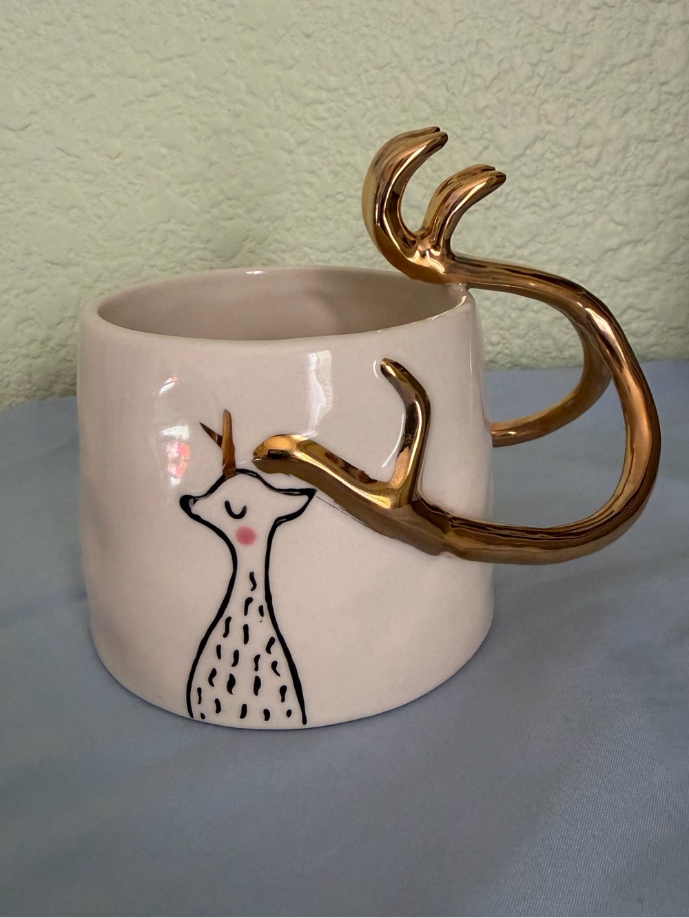 Fauna Fete Deer Gold Antlers Gail CC For Anthropologie mug